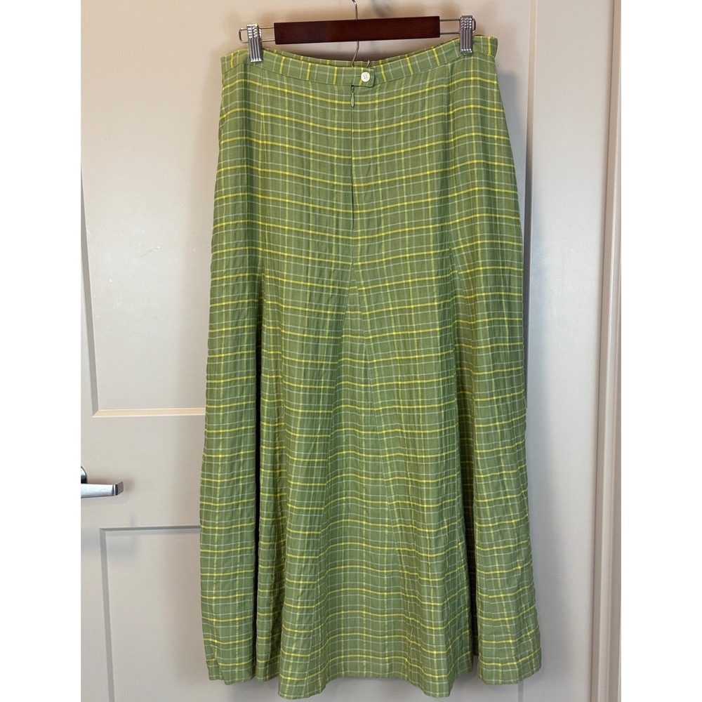 Rare Vintage Oilily Plaid A-Line Maxi Length Skirt Sage Green Fully Lined 44/ 12